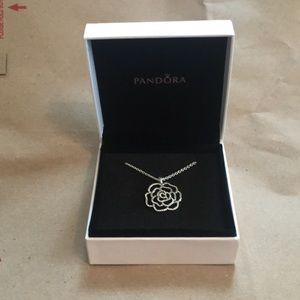 Pandora Shimmering Rose Pendant Necklace,